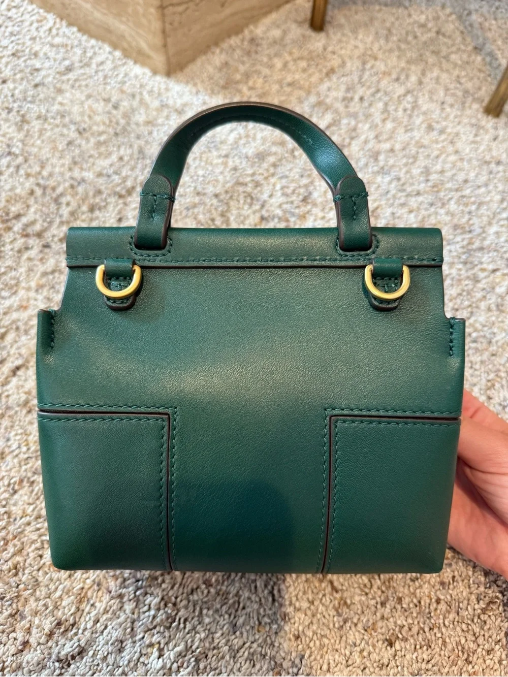 Tory Burch Emerald Green Leather Mini Top-Handle Bag